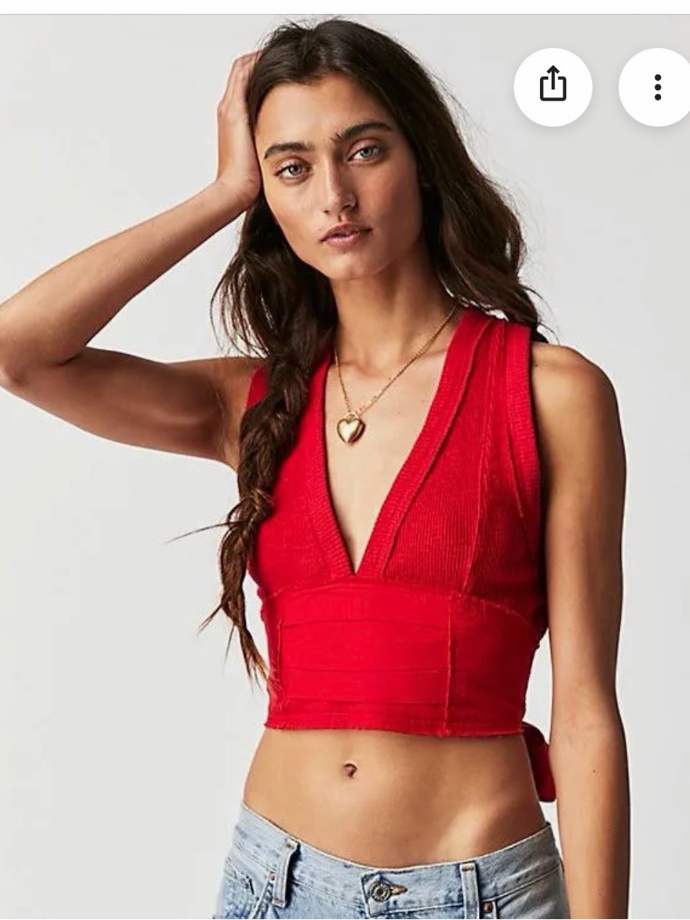 Free People Where’s Your Tux Top in Red - Sz XS